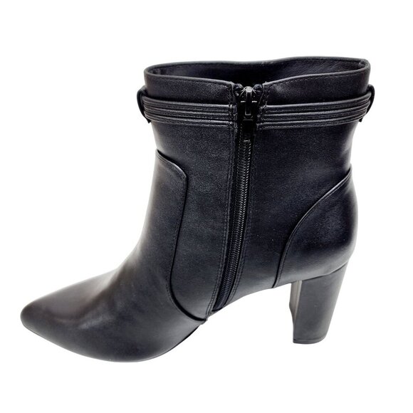 Womens Pointed Toe Ankle Boots Blocked Mid Heel Bow Side Faux Suede Chelsea 9 - Picture 12 of 16